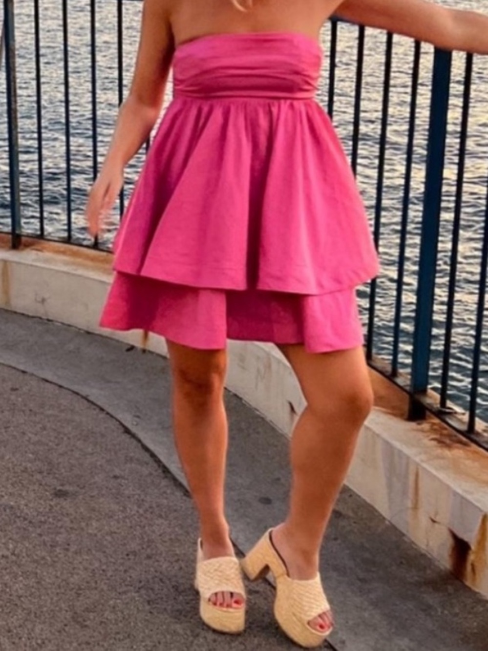 Camila Coelho Strapless Pink Mini Dress